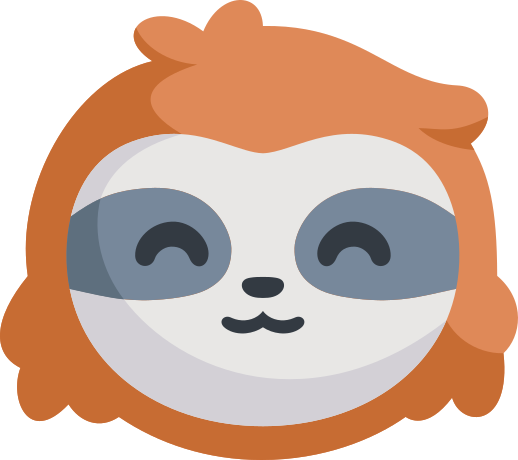 Logo di GoToSocial, raffigura il volto cartoonesco e sorridente di un bradipo.