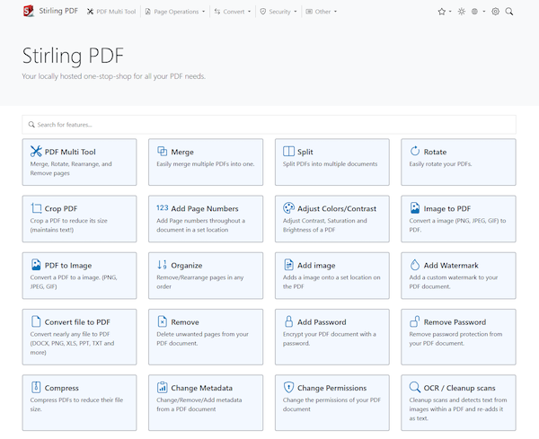 Schermata dell'applicazione Stirling-PDF